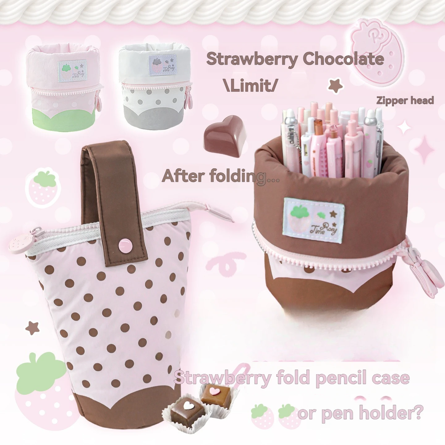 1PC Vertical Pencil Case, Korean Girls' Pencil Stationery Bag, Large Capacity Folding Pen Holder