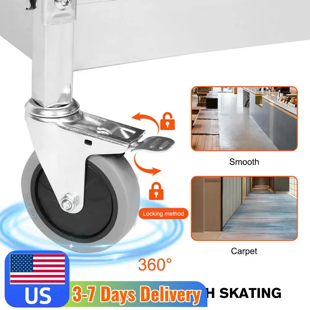 

Металлическая передвижная тележка для еды на колесах, мобильная сервировочная тележка для кухни, ресторана, больницы, лаборатории и отеля