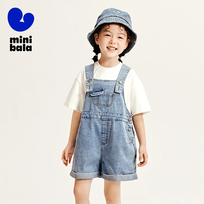 Mini Bala Girls Baby Kids Summer Sweet Cute Suspender Shorts Baby Toddler Overalls