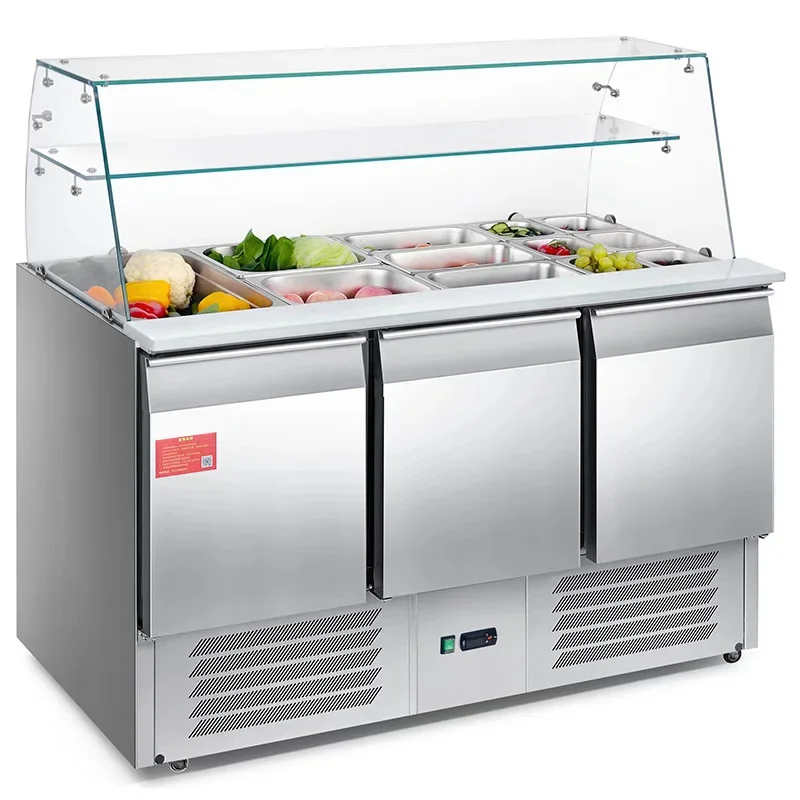 integrated air-cooled fresh-keeping workbench salad cabinet, fruit and vegetable milk ordering cabinet, refrigerated display