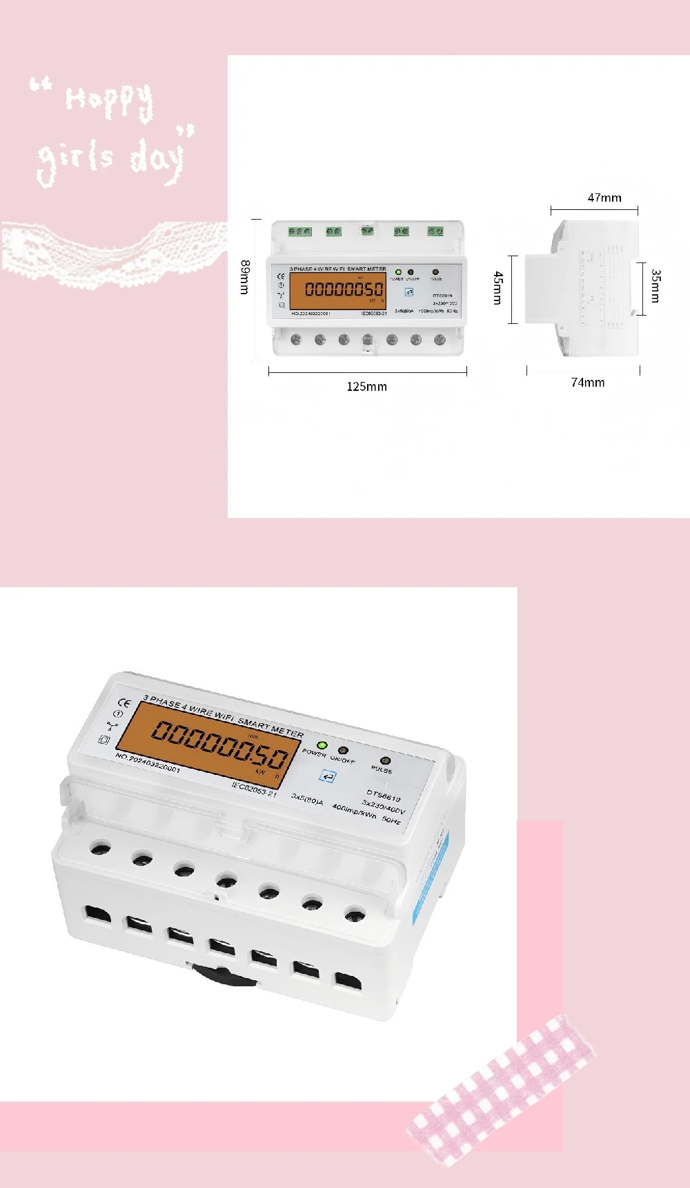Three-Phase Doodle App: Remotely View Power, Current, Voltage, Power Factor, Frequency, and WiFi Smart Meter Data