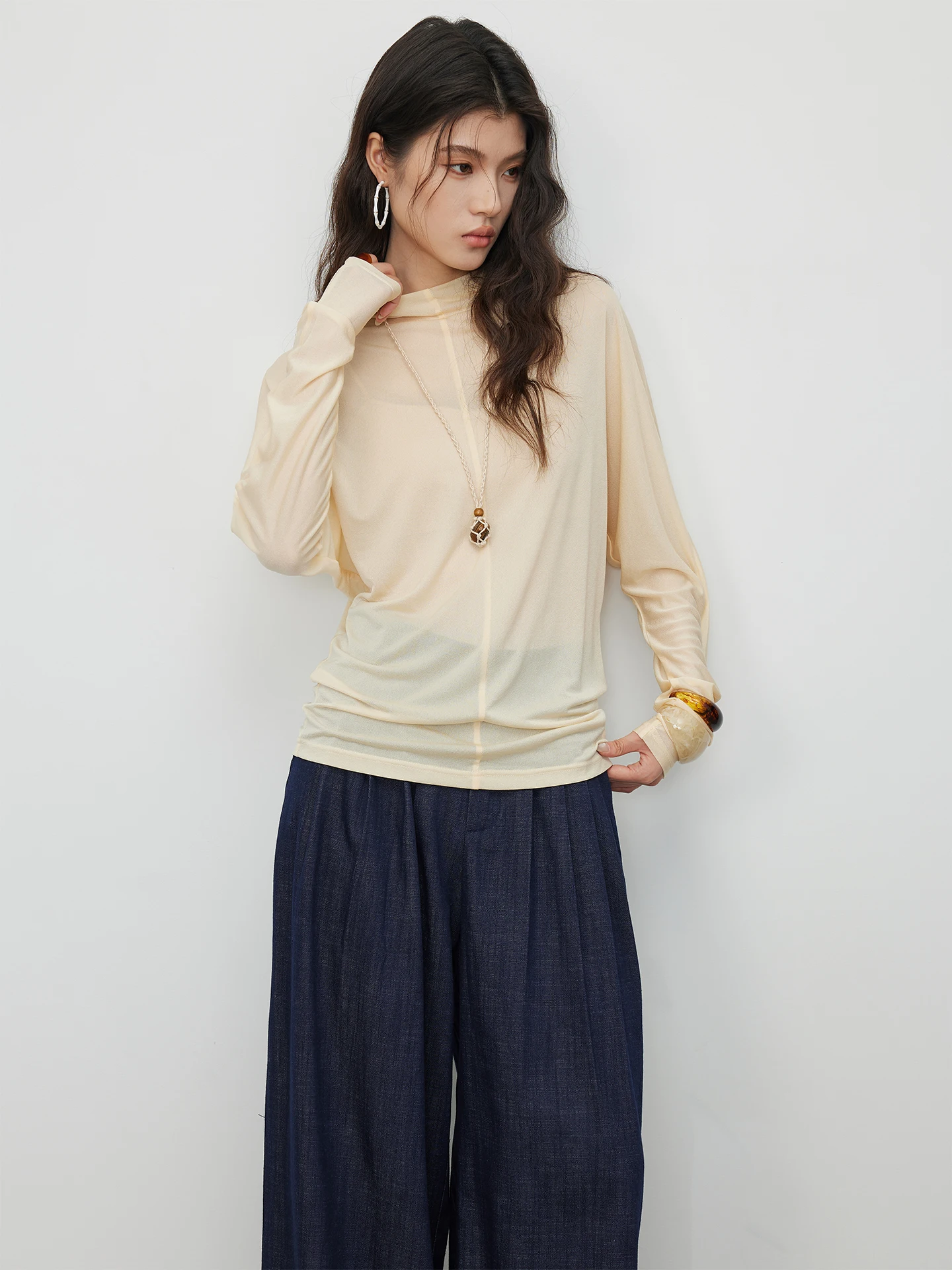 

Рубашка KEARA из ацетатного волокна с длинными рукавами, тонкая, дышащая, весенне-летняя, женская, свободного кроя, в корейском стиле, для повседневной носки