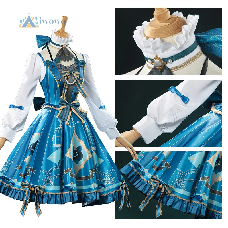 

Игра Линетт Косплей Genshin Impact Костюм Синий Милый Лолита Аксессуары Костюмы Хэллоуин Карнавал Взрослые Женщины Наряды Комплект