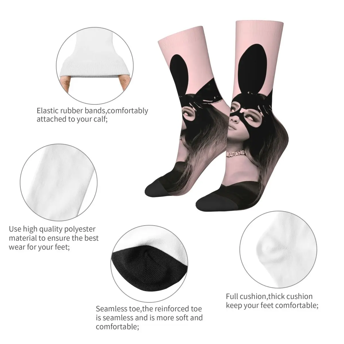 Arianas Grands Pop Singer Socks Men's Women's Polyester Casual Socks Hip Hop Spring Summer Autumn Winter Socks Gift