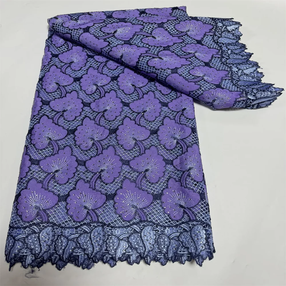 Nigerian Dry Cotton Lace Fabric 2023 High Quality Swiss Voile In Switzerland Stones Lace Fabric For Women Evening Party  FT938