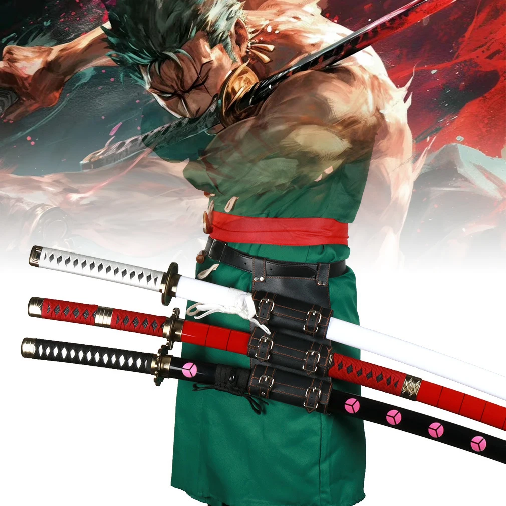 40incn Roronoa Zoro Katana Ninja cuchillo espada Anime Cosplay disfraz Zoro tamaño Real japonés Katana Original Samurai Sabre regalo