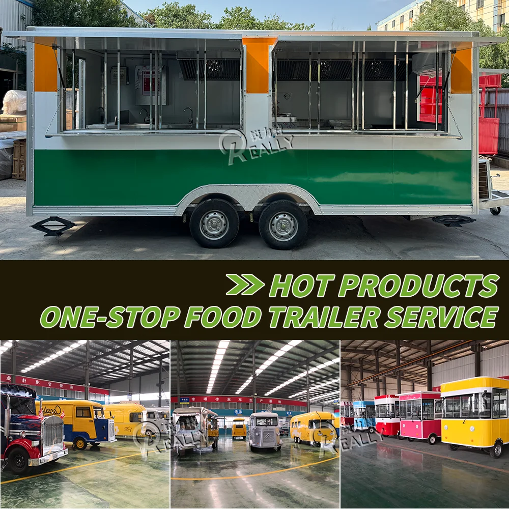 وجبة خفيفة شاحنة الوجبات السريعة المطبخ المحمول فان القهوة مجهزة بالكامل هوت دوج الآيس كريم عربة امتياز الغذاء مقطورة