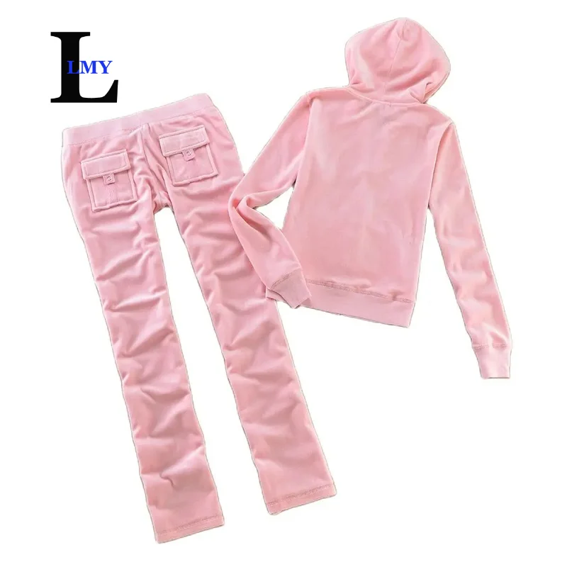 LMY Solid Color TRACKSUIT Juicy Velvet Tracksuits Tracksuit Women Long Sleeve Women Juicy Tracksuit Hoodies Pant S