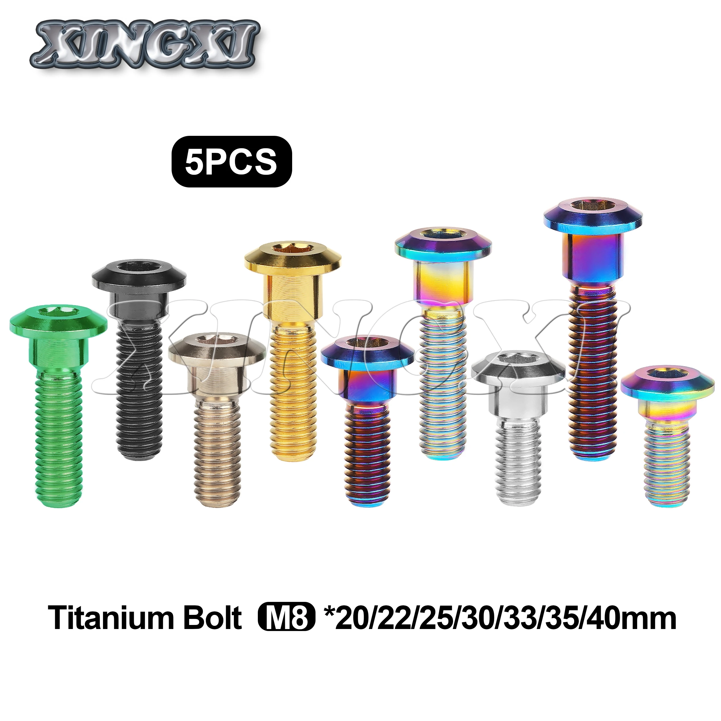 Xingxi 5Pcs Titanium Bolt M8X20 22 25 30 33 35 40mm for Motorcycle Brake Disc Screw Suzuki Parts Fastener