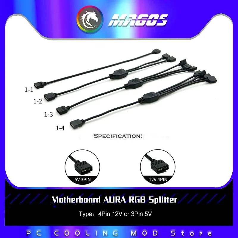Motherboard AURA RGB Splitter 12V / 5V Header, Addressable D-RGB SYNC Hub, Transfer Extension Cable For ASUS GIGABYTE MSI