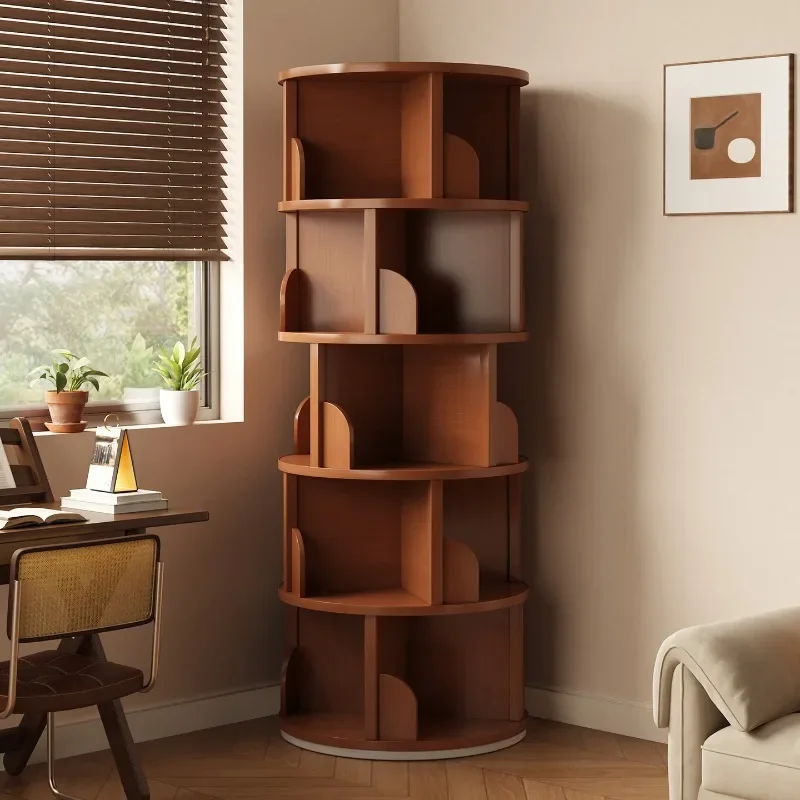 Corner Rotating Display Cabinet Floor Standing Bookcase Integrated Storage Kids Bookshelf Home Decor Storage Bookcase