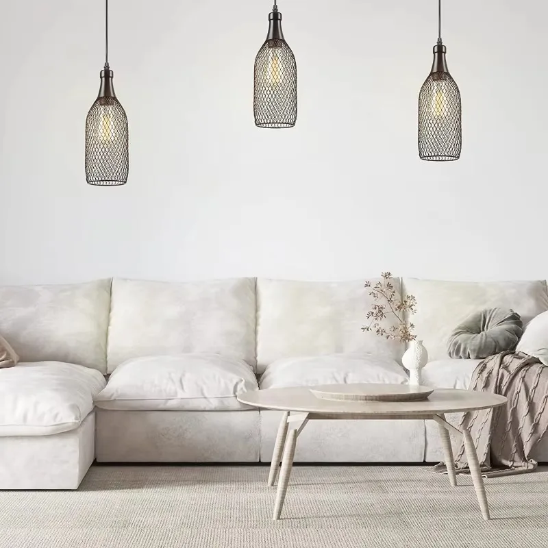 

Nordic Modern Dining Room Bedroom Aisle Kitchen Single Head Net Shade Lamp Interior Decoration Lighting Vintage Bar Chandelier