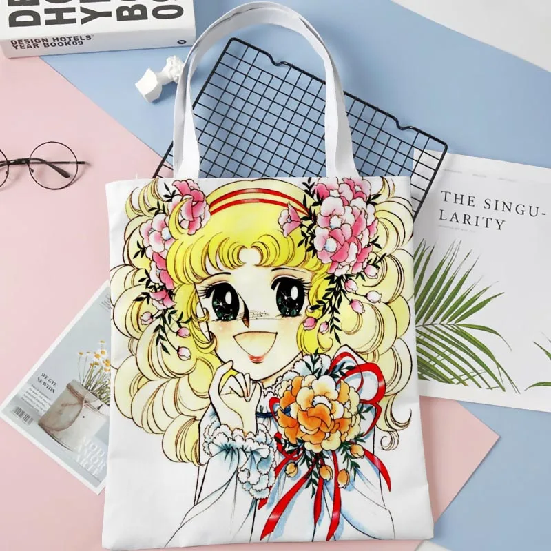 Tote Bags Candy 003 Anime Print Fabric Eco Handbag High Capacity Shopping Office Reusable Casual Shoulder Bag 1016WJY