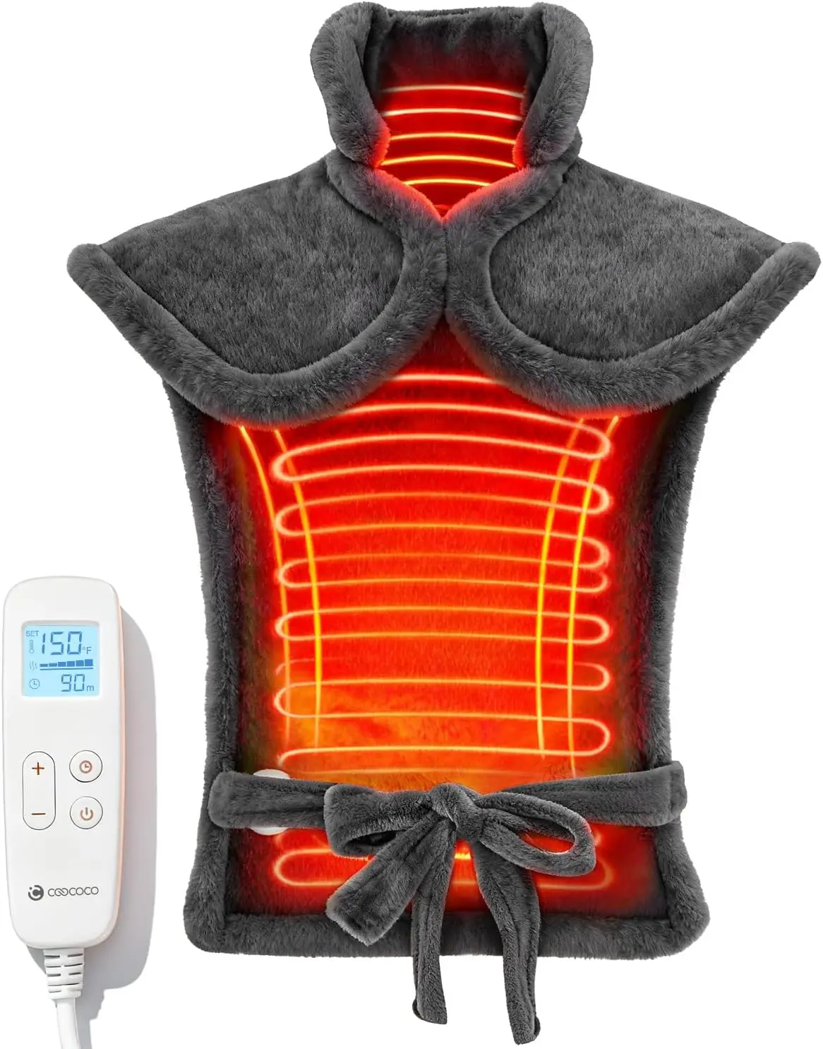 

Extra-Large Electric Heating Pad for Back, Neck, Shoulder Pain Relief, Auto-Off with Moist Heat, 24x33 Inch, Gray