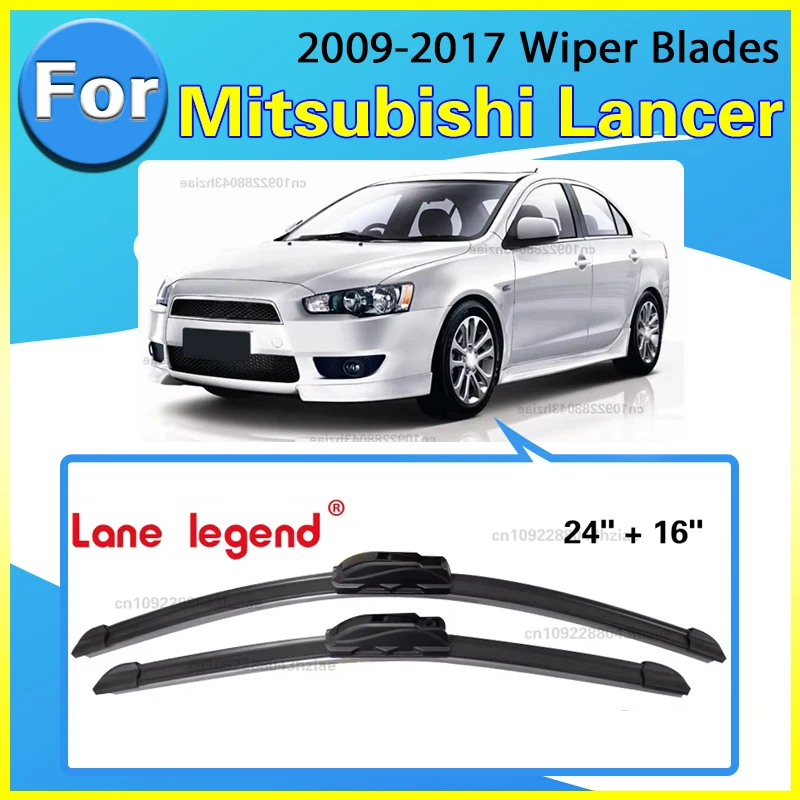 

Car Front Wiper Blade U-type Soft Rubber Boneless Wiper Quiet Durable Automotive For Mitsubishi Lancer 2009 - 2017 Wiper 24"+16