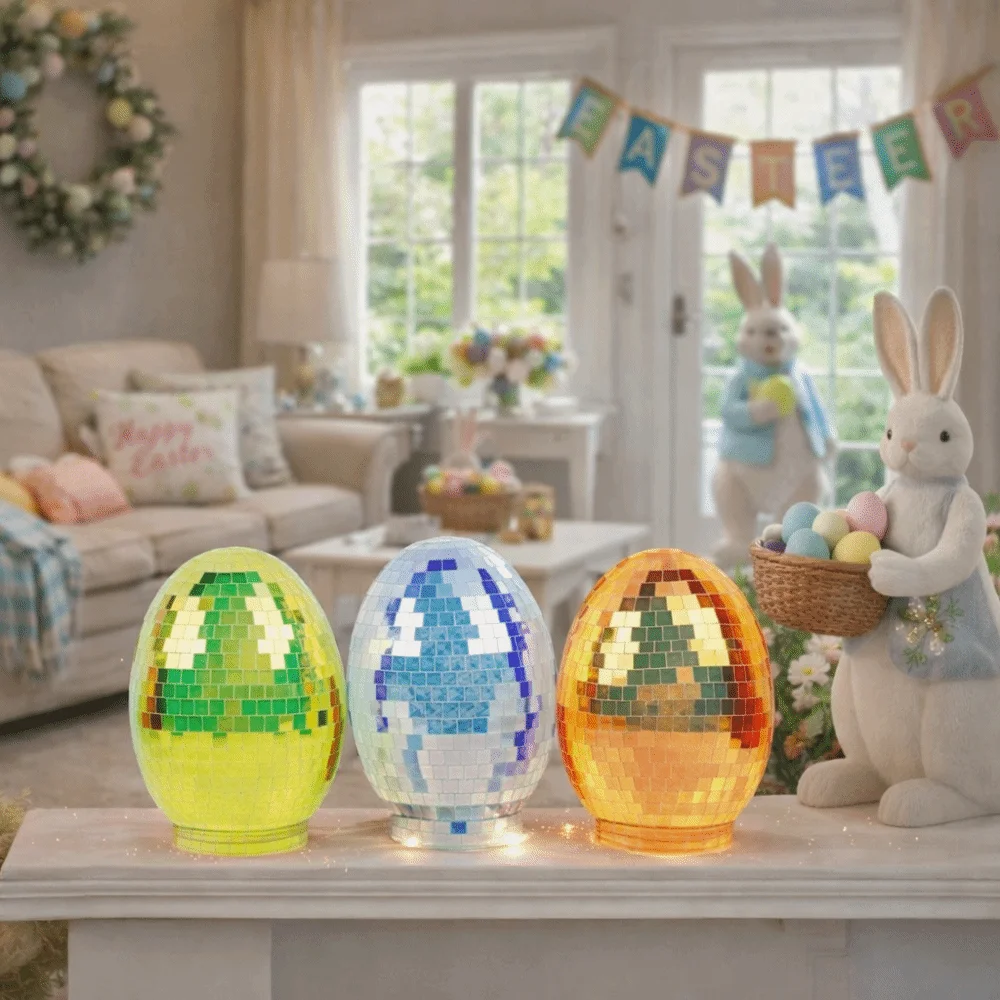 Easter Theme Glass Disco Egg Ball Decorative Shimmering Effect Reflective Mirror Ball Adorable Easter Egg Decorations