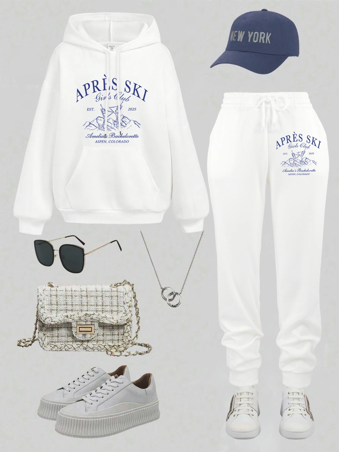 Apres Ski Aspen Colorado-pantalones para correr con estampado para mujer, conjunto de Sudadera con capucha suave con bolsillo, pantalones de chándal deportivos de lana, ropa informal holgada y cómoda