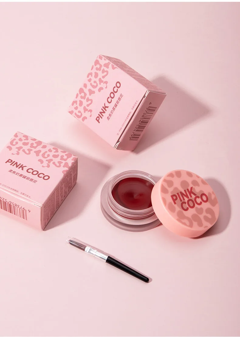 Mousse de terciopelo, barro labial mate, larga duración, sin secado, diseño bonito, brillo de labios compacto y portátil, cepillo de belleza esmaltado