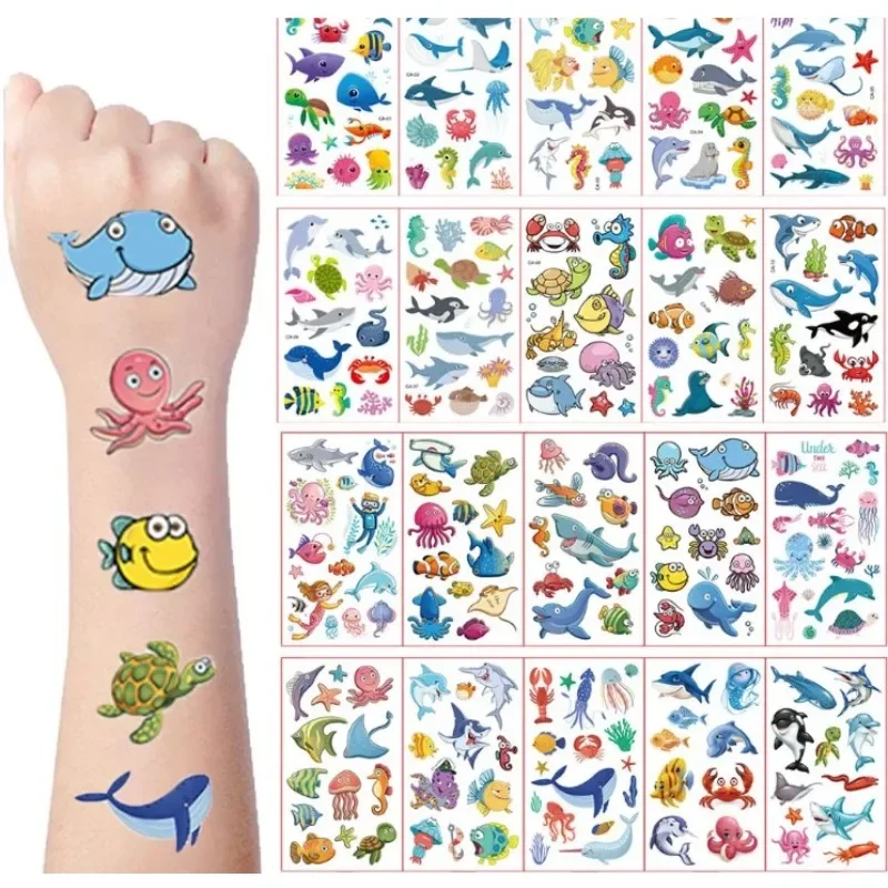 Ocean Animals Temporary Tattoos for Kids Sea Creature Tattoos Stickers for Boys Girls Under the Sea theme Birthday Party Favors