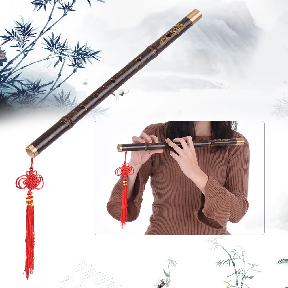 Flute Professional Black Bamboo Flute Traditional Handmade Chinese Musical Instrument Woodwind for Professional Play Beginner