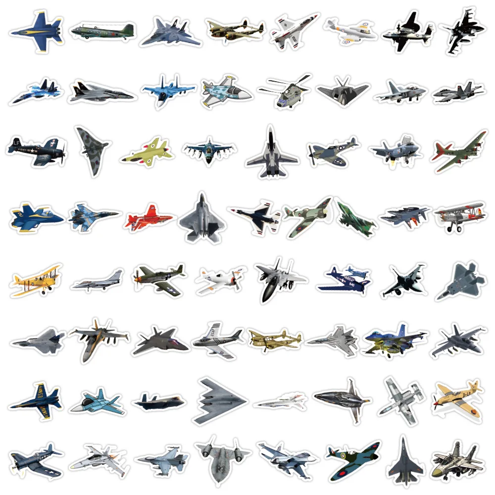 10/30/60PCS Cool Super Warplane Stickers Cartoon Aeroplane Sticker Laptop Phone Guitar Bike Skateboard Graffiti Decals Kids Toy