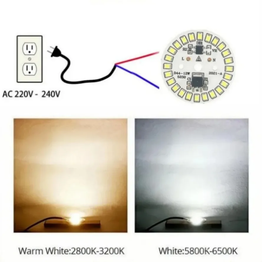 LED 전구 패치 램프 SMD 플레이트, 전구 조명용 원형 모듈 광원 플레이트, LED 다운라이트 칩 스포트라이트, AC 220V