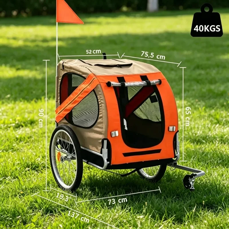 Medium and large foldable pet trailer bicycle outdoor trailer riding cart dual-purpose old dog scooter