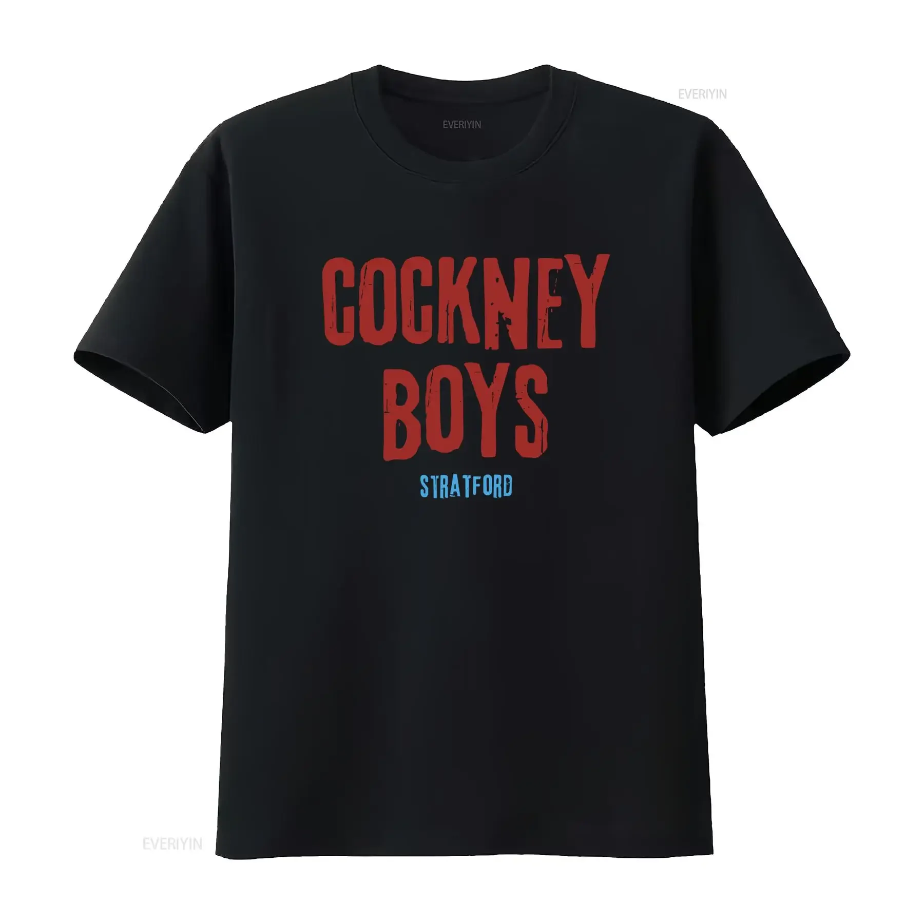 Camiseta Estilosa COCKNEY BOYS Design Vintage Azul Claret Lavado e Esticado, Estilo West Stratford Ham East London, Roupas de Designer
