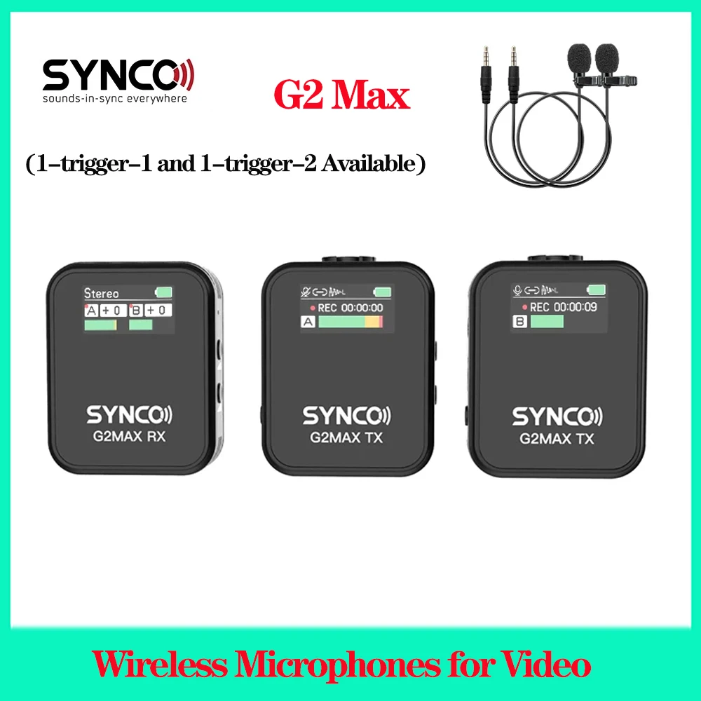 Microfoni Wireless Synco G2 MAX per trasmissione Video 200m monitoraggio digitale in tempo reale microfono Audio per Pc Video Smartphone