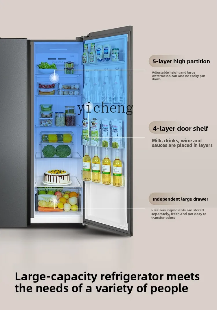 ZML Double Door Refrigerator Double Door Household Air Cooling Frost Free Large Capacity Energy Saving