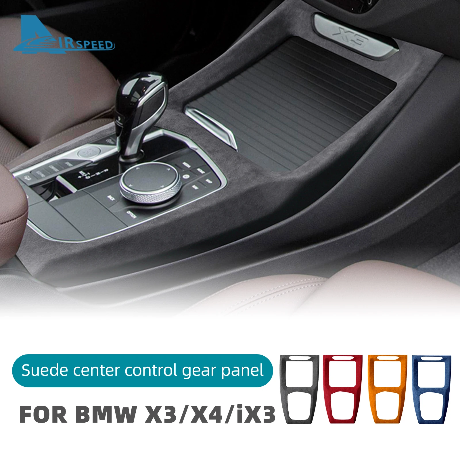 Italy Super Suede Trim Flannel For BMW G01 G02 G08i X3 X4 IX3 2022-2023 Car Central Control Gear Shift Panel Cover Sticker Frame