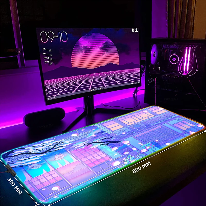 

Игровой коврик для мыши Moon с пейзажем Acklight, Настольный коврик, RGB геймерские коврики для мыши, коврик для мыши со светодиодной подсветкой, Нескользящие резиновые коврики для мыши, коврик для клавиатуры