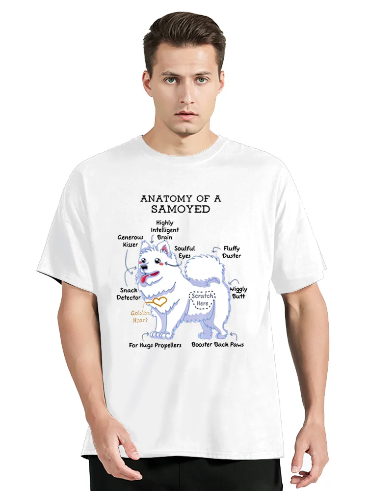 Anatomy Of A Samoyed Funny Dog Body Classic T Shirt Men O-neck Cotton T-shirt Funny Clothing Oversized Tshirt Tees