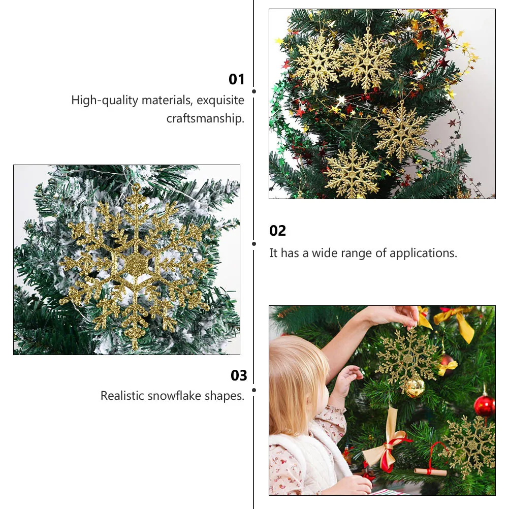 

6Pcs Xmas Snowflake Pendants Lightweight Christmas Tree Hanging Decor Exquisite Craftsmanship Xmas Snowflake Pendants