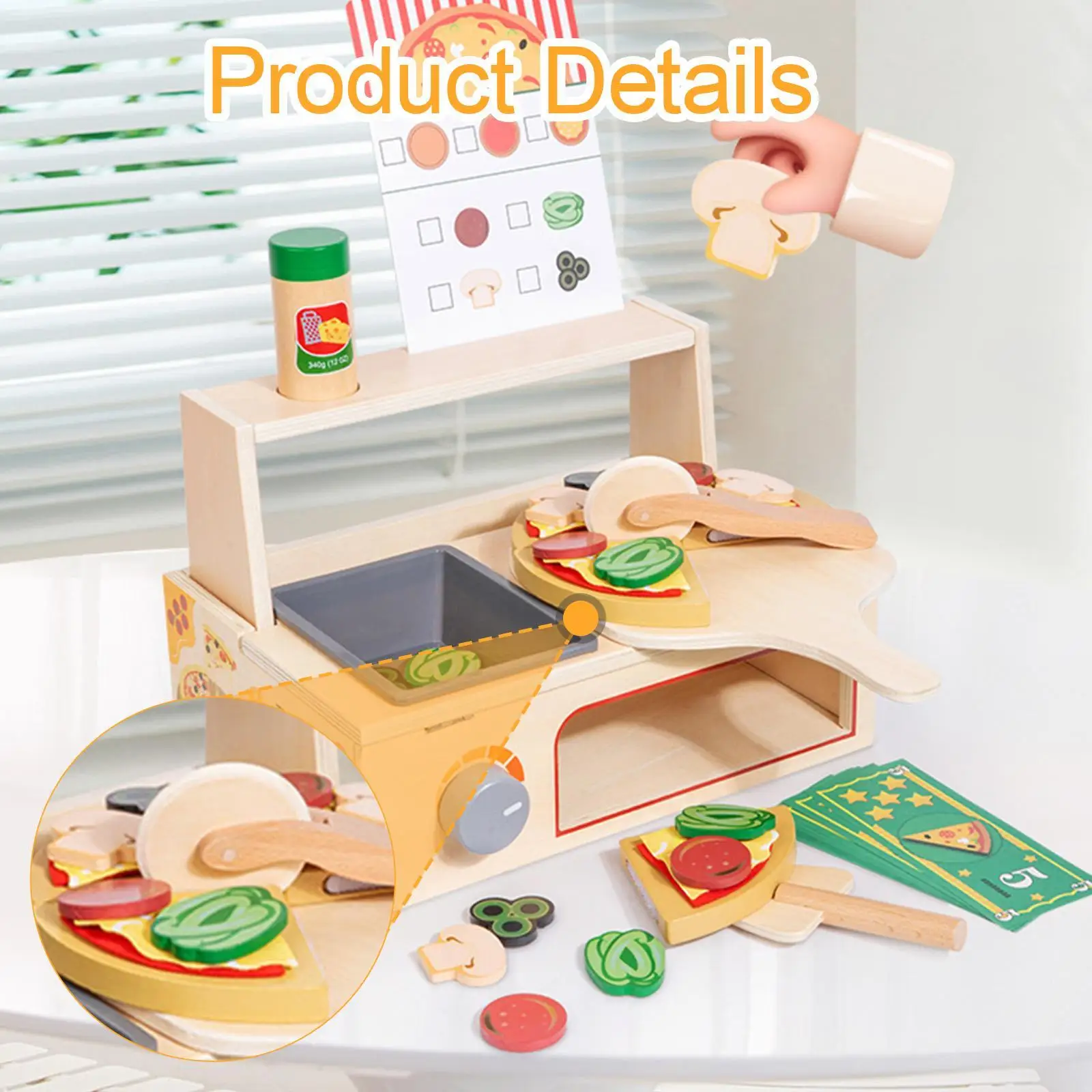Jouet de Pizza en bois, jouets de simulation pour fêtes de vacances, jeux Parent-enfant