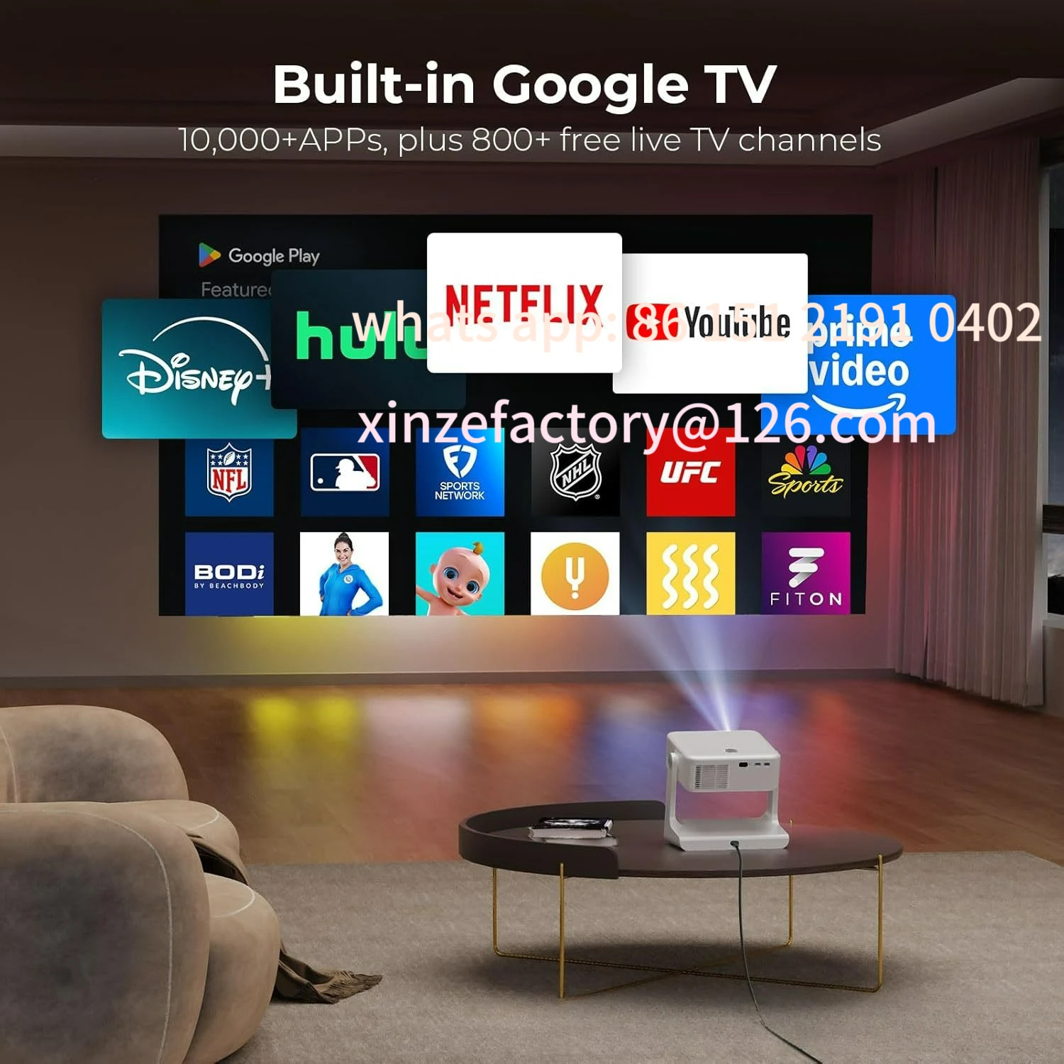 Proiezione schermo per telefono cellulare 4K ad altissima definizione personalizzabile Proiezione con messa a fuoco automatica WIFI Proiettore PTZ completamente chiuso