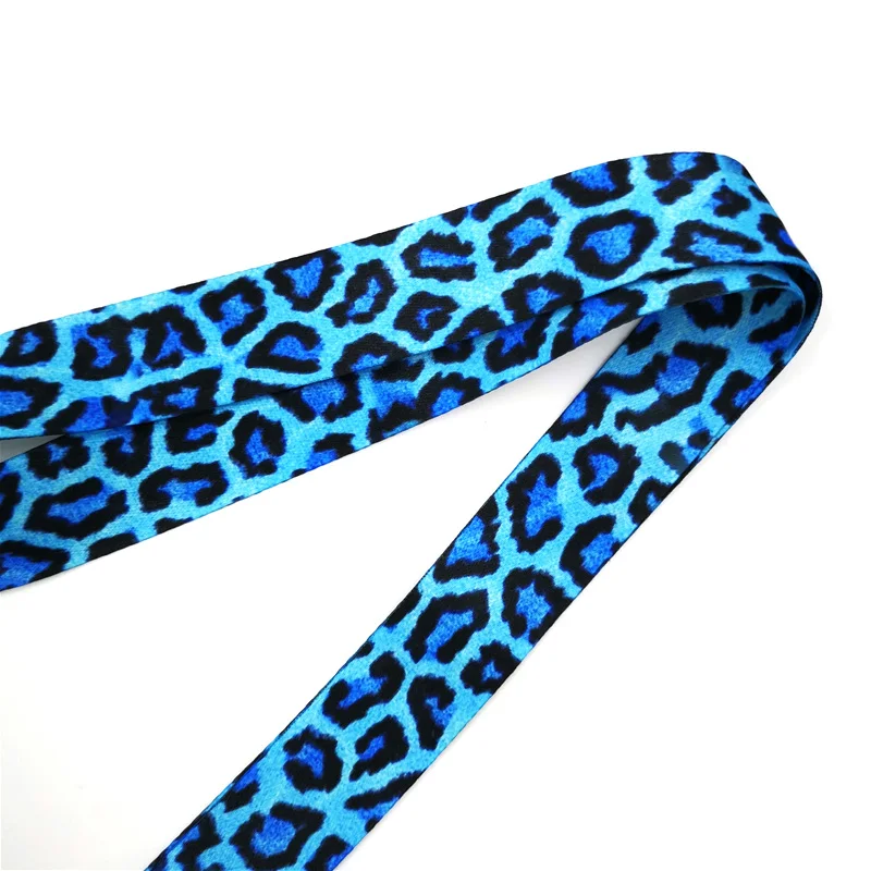 Blue Leopard Print Key lanyard Car KeyChain ID Card Pass Gym Mobile Phone Badge Kids Key Ring Holder Jewelry Decorations view 5