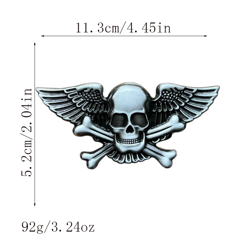 Hebilla de cinturón con ala de calavera estilo occidental