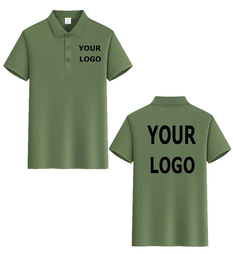 

Men's Customized Logo Polo Shirt Solid Color Lapel Embroidery Print Business Casual Summer Workwear Advertising Top