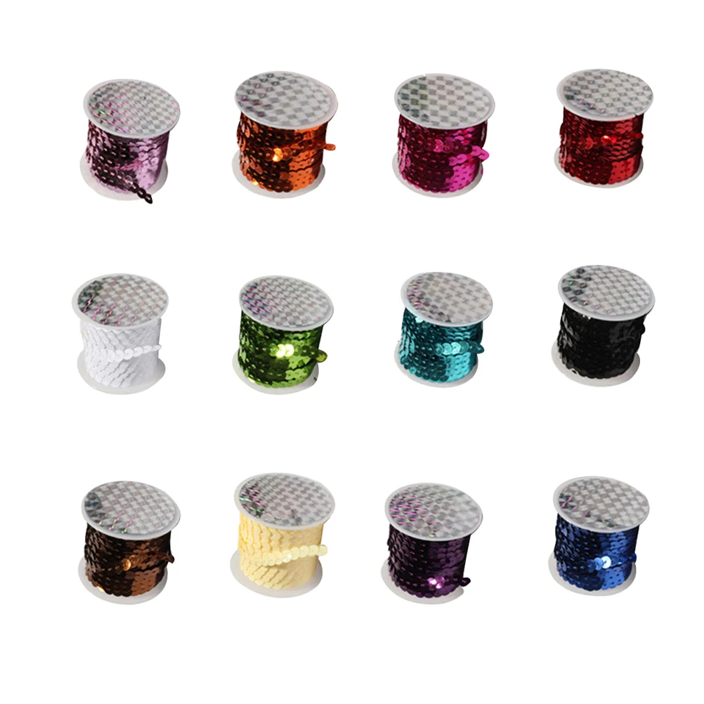 

12pcs Sequins String Flat Paillette Applique Elastic Trim DIY Attire Lingerie Velvet Ribbon Strap Sewing Wide