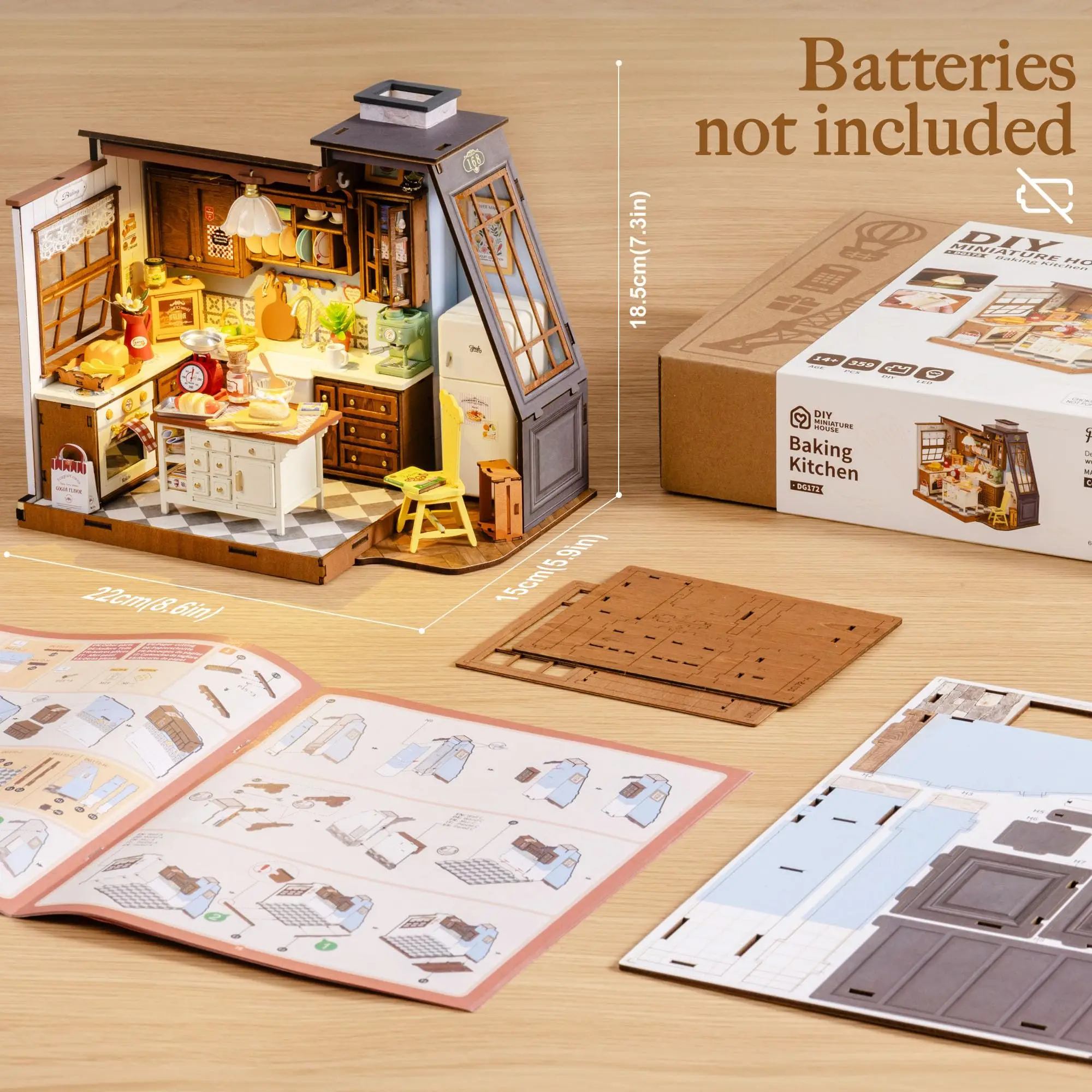 Rolife DIY Miniatuur Huiskit Model Kit Poppenhuis Bakken Keuken 3D Puzzel Mini Huisbouwpakket Craft Kit Voor Tieners Volwassenen