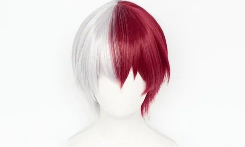 Hoge Kwaliteit Boku No Shoto Todoroki Shouto Cosplay Pruik Zilver Wit Rood Pruiken + Pruik Cap