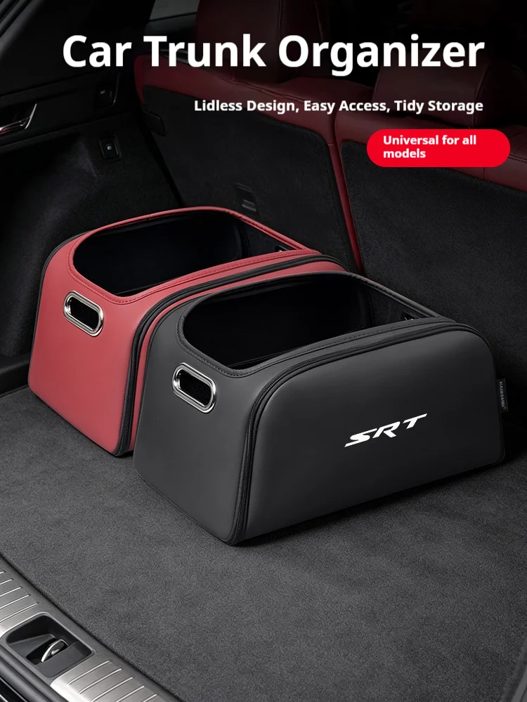 Car Trunk Organizer Box Storage Bag with Built-in Pocket Leather Material Waterproof Anti For Dodge SRT Challenger Charger