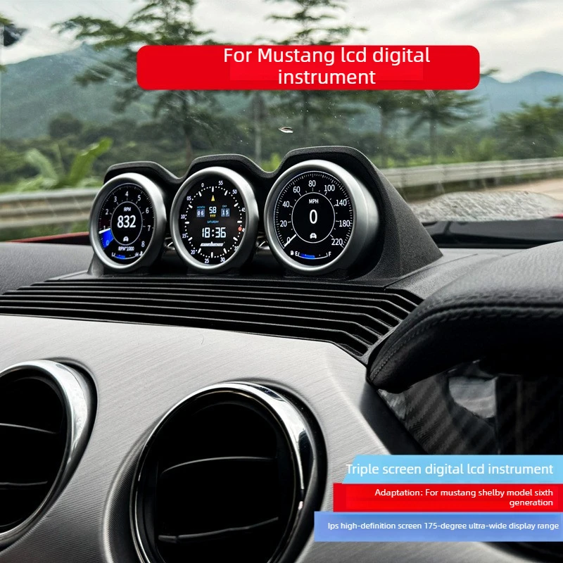 Digital Performance Gauge Intake Exhaust Temp Water Temp Speed Clock For Mustang Shelby 2015-2023