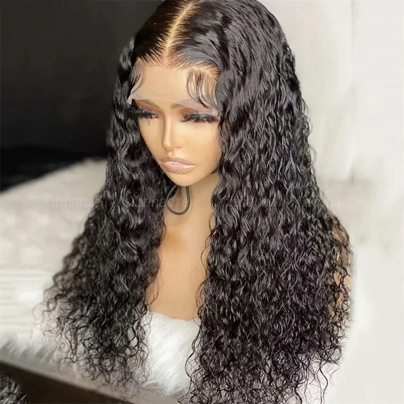 Perruque Lace Front Wig bouclée crépue noire naturelle pour femme, sans colle, densité 180, cheveux de bébé doux, longue, préplumée, degré de chaleur, 24 pouces, 03/3