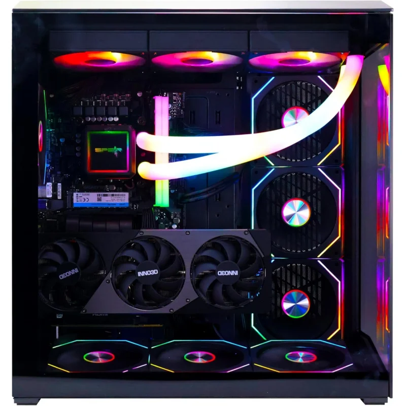 Gaming PC –  i5-14400F, RTX 5060 8GB, 32GB DDR5, 1TB NVMe SSD 3300MB/s, 600W PSU, 360mm ARGB Tube Water Cooler, Case with 7 ARG