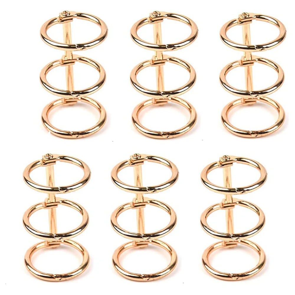 20Pcs 3 Ring Gold Book Rings Leaf Binders Office Book Rings Snap Split Hinged with 20 mm Inner Diameter Gold Book Rings