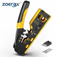 ZoeRax RJ45 Crimp Tool Ethernet Crimping Tool Wire Cutter Crimper For Cat7 Cat6a Cat6 Cat5e Pass Through Connectors