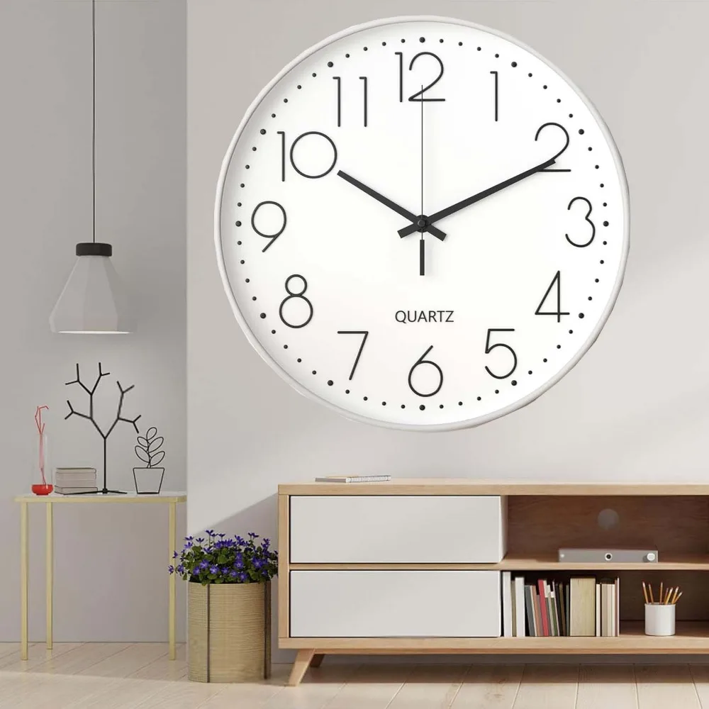 Wanduhr, Dekor-Uhr im Modernen, Schlichten Stil, Runde Wanduhren für Zuhause/Büro/Schule/Wohnzimmer/Schlafzimmer/Küche