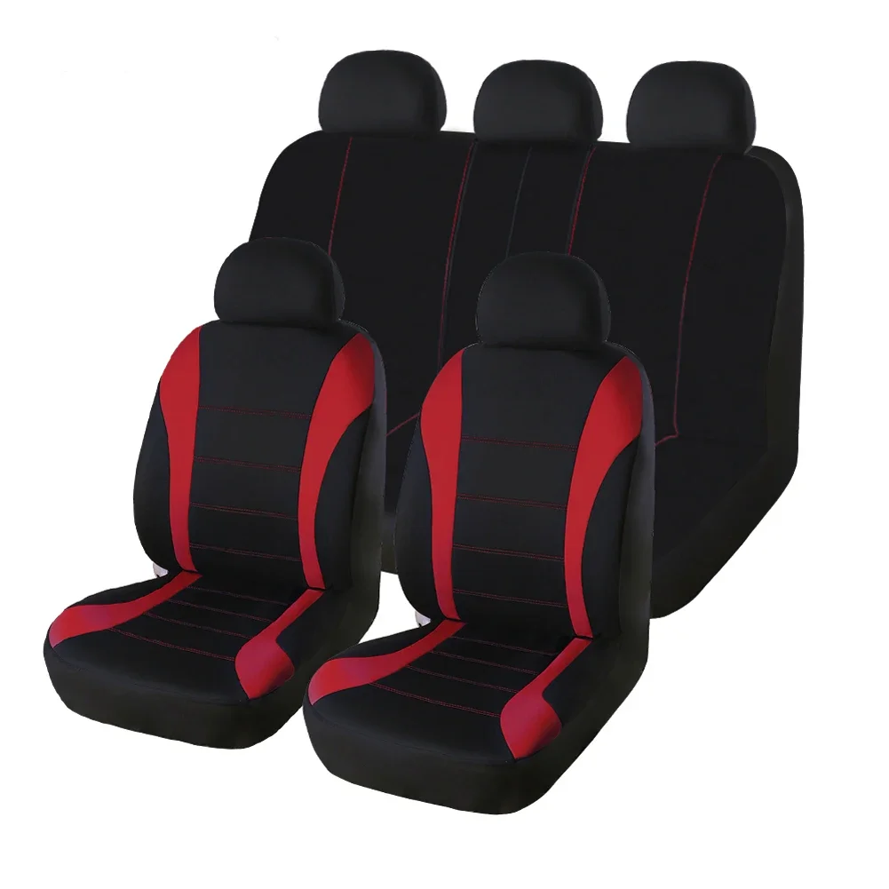 

HIGH Universal Auto Seat Covers Full Set for Car Truck SUV Van Polyester Front & Rear Protector Red car accessories